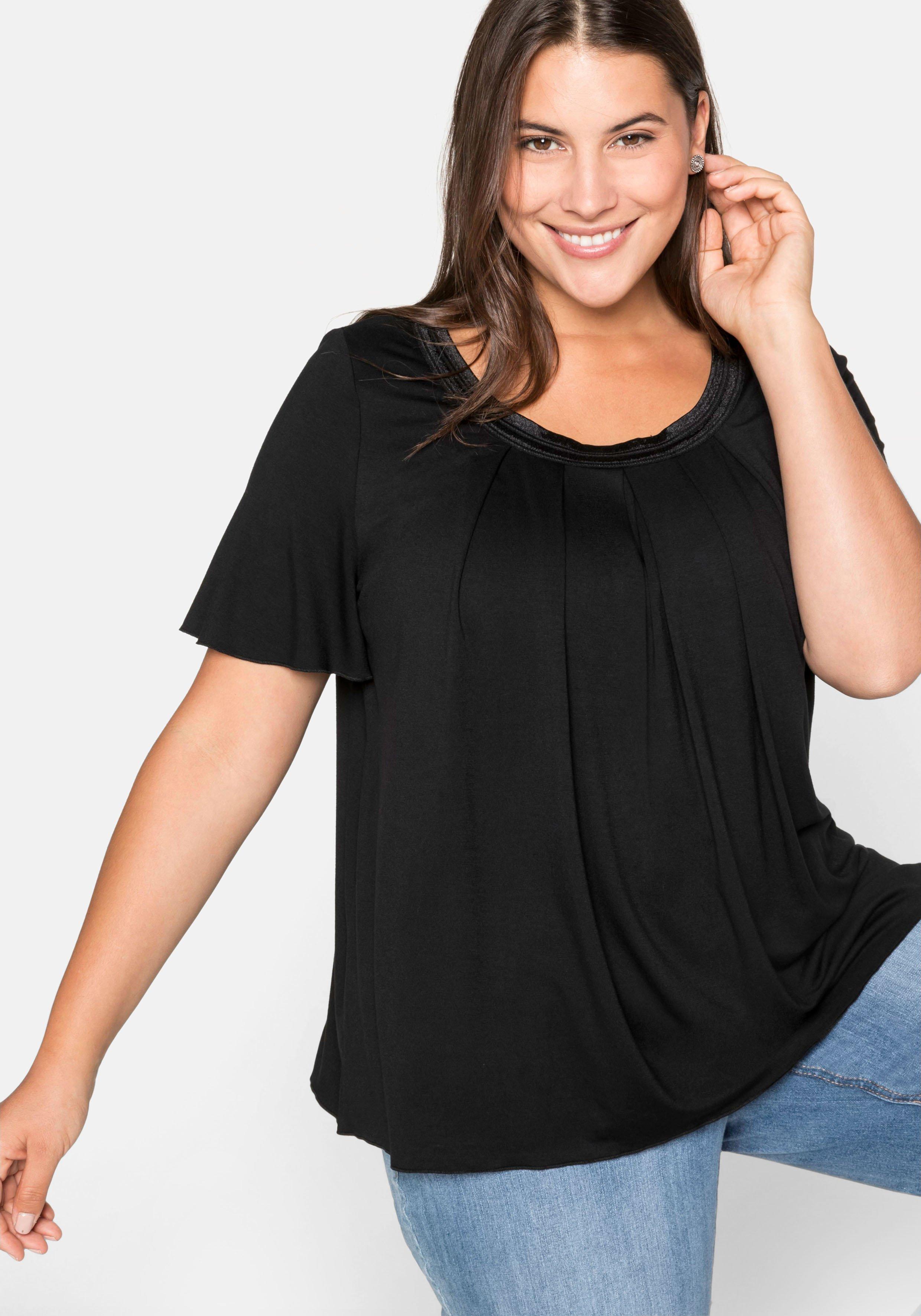Shirt in A-Linie mit dekorativer Blende, aus Viskose-Jersey