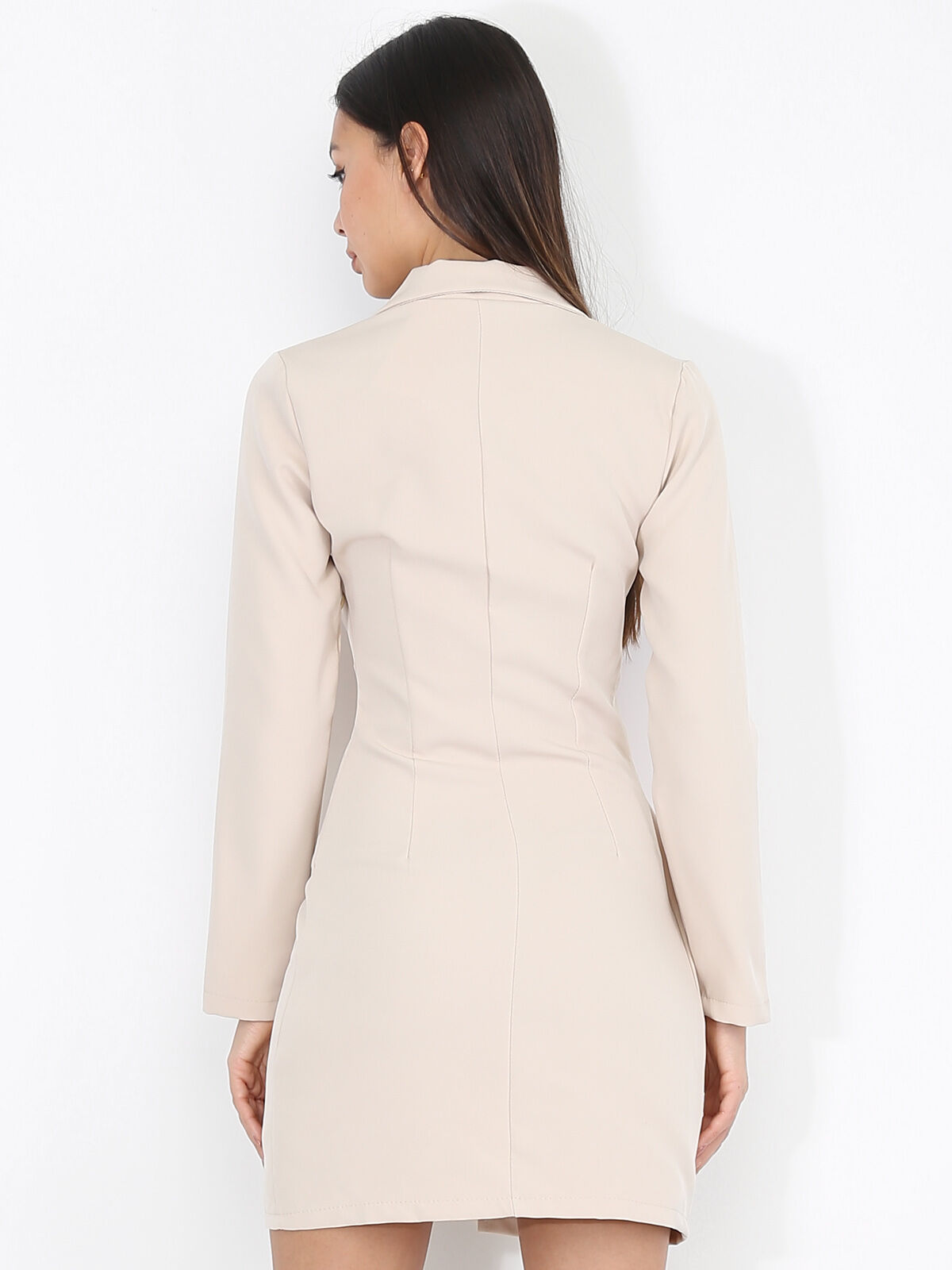 Robe portefeuille à boutons officiers- Beige