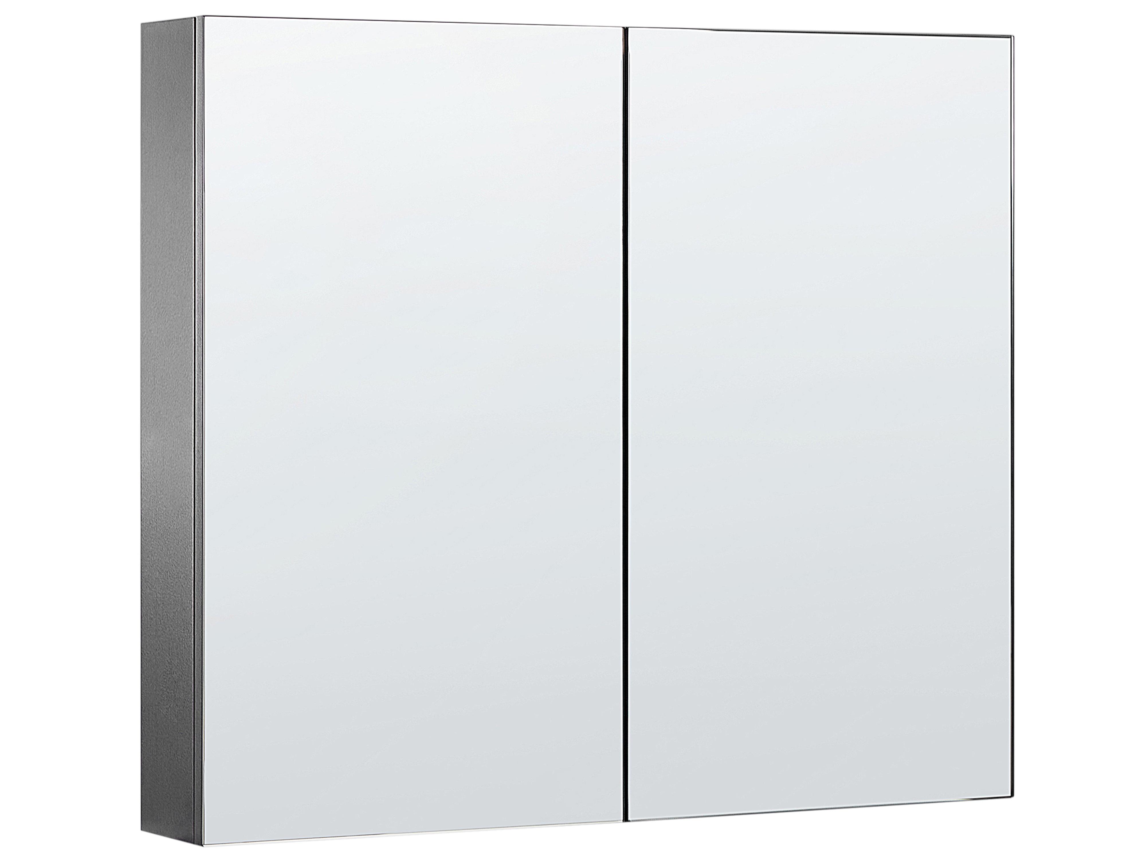 Badkamer wandkast met spiegel NAVARRA 80 cm 70 cm Zwart