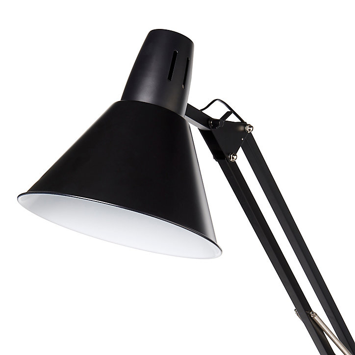 Lampadaire Harchies GoodHome E27 noir mat