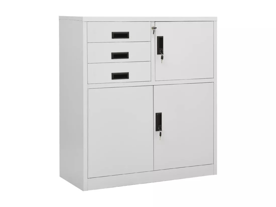 Armoire de bureau Gris clair 90x40x102 cm Acier