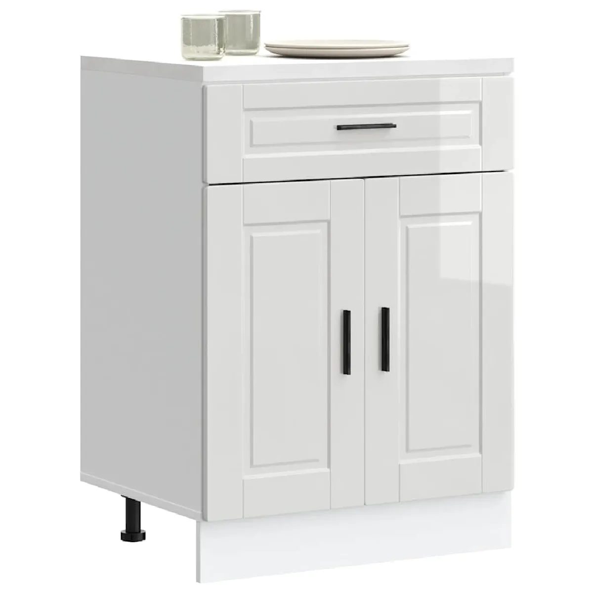 VIDAXL Armoire de cuisine Porto - Blanc brillant
