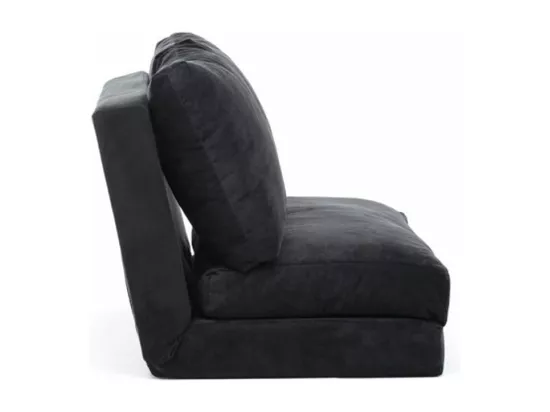 Fauteuil convertible multipositions velours Talya-Couleur Noir-2 places