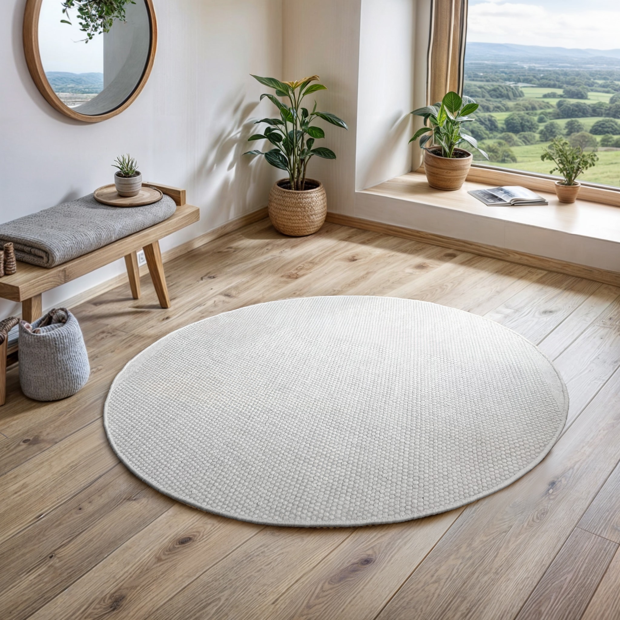 GOODproduct Wollteppich »Wolltraum Pur« rund 10 mm Höhe Wendeteppich, handgewebt, Uni Farben, reine Wolle, Wohnzimmer