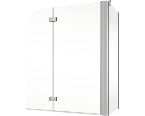 Tweedelige badwand met zijpaneel SCHULTE Komfort ExpressPlus 114,6 x 140 cm helder glasprofiel kleur aluminium EP3380 01 50 140