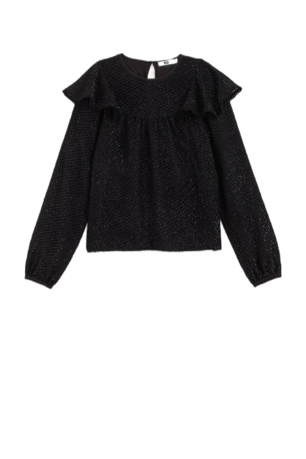 WE Fashion gebloemdetop zwart/zilver
