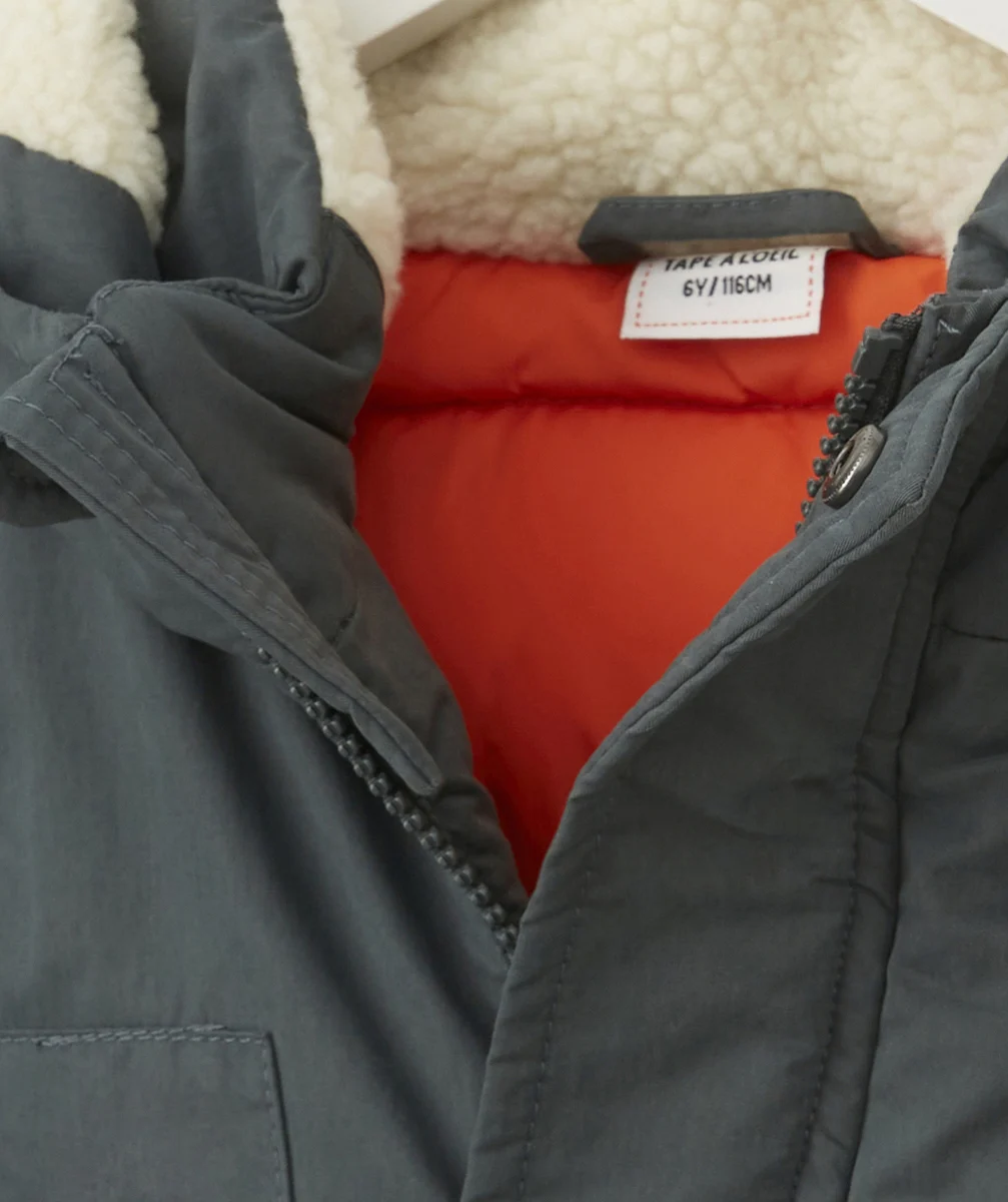 PARKA KAKI À CAPUCHE GARÇON EN REMBOURRAGE RECYCLÉ