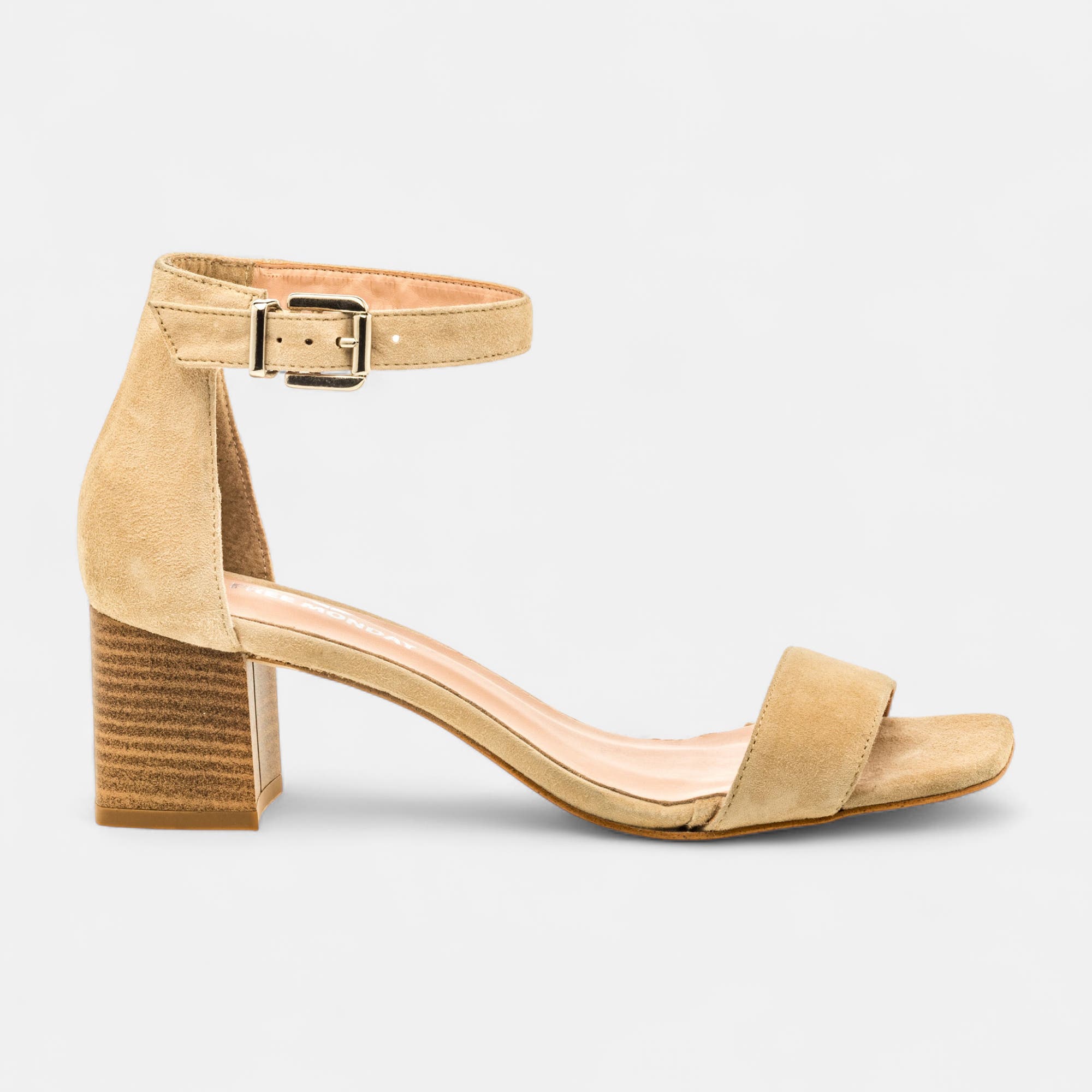 Nu-pieds à talon Femme en cuir beige