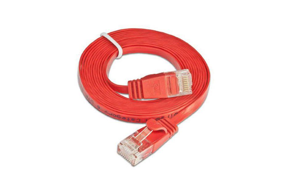 Slimpatchkabel RJ-45 - RJ-45, Cat 6, UTP, 0.5 m, RotUnscreened/Unshielded Twisted-Pair-Kabel (UTP) mit Klinkenschutz