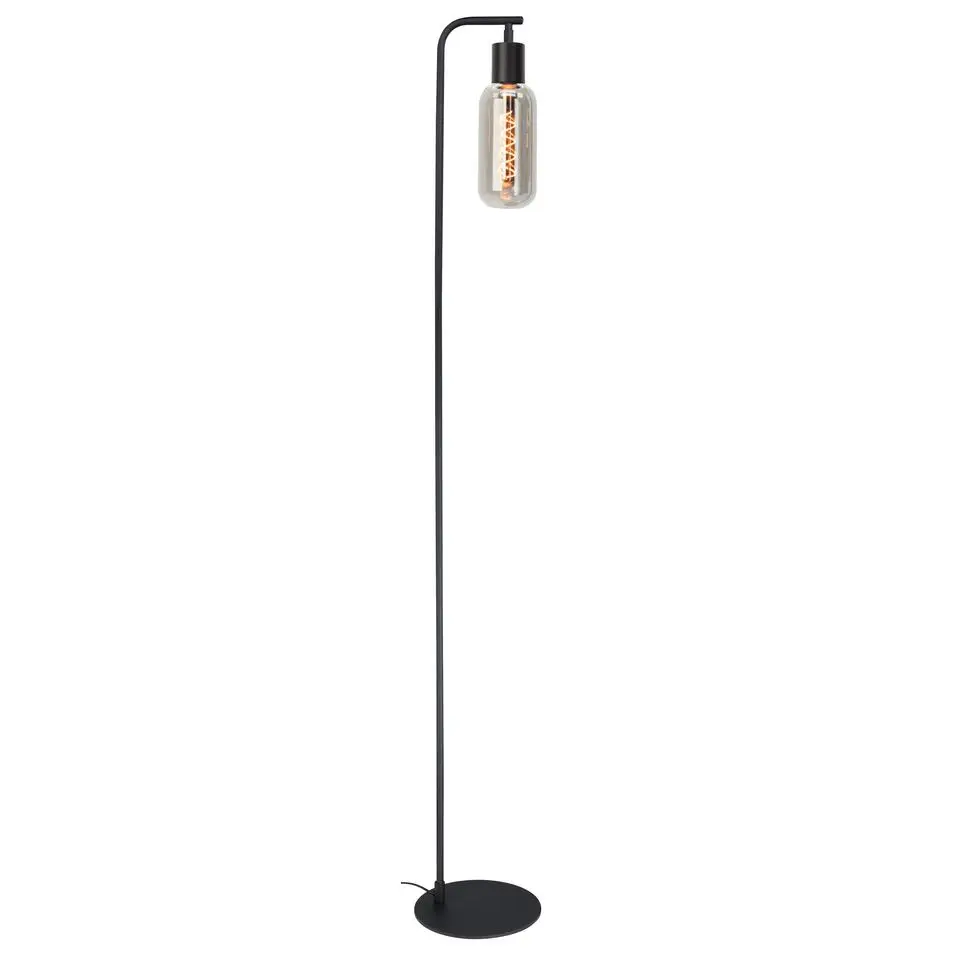 EGLO Majone vloerlamp - E27 - Smoke glas - 151 cm - Zwart