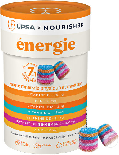 UPSA Gummies 7En1 Nourished Energie Physique & Mentale 30 Pièces