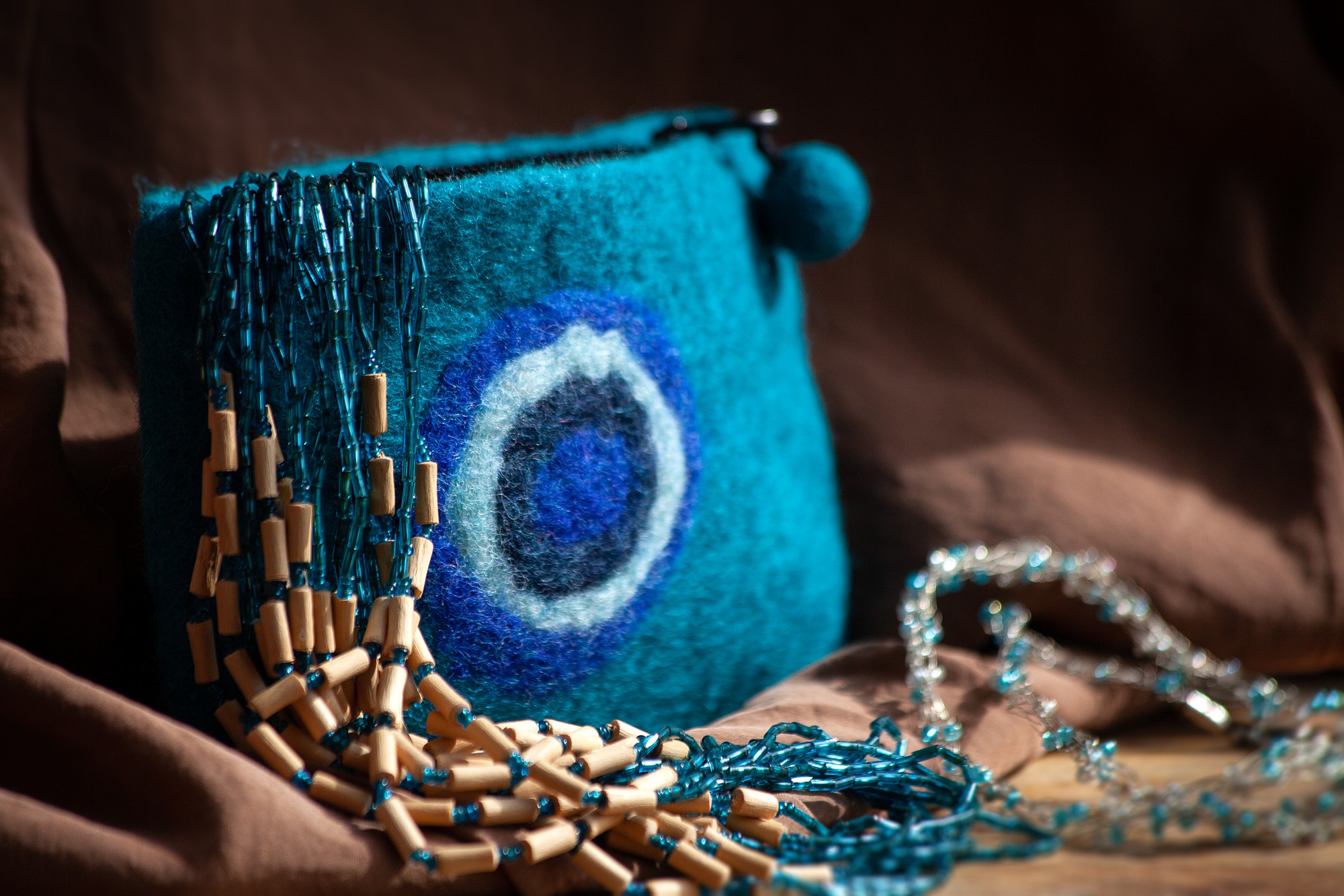 Filz-Etui türkis 'Kreise', B 16 cm, H 10 cm günstig bestellen