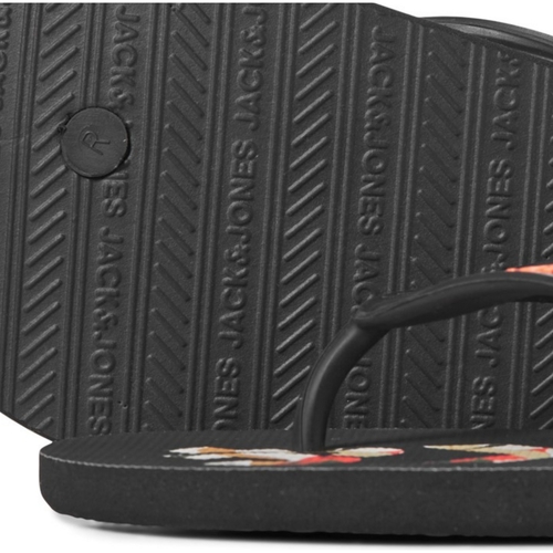Jack & Jones - 12230642 JFWLOGO PALM PRINT FLIP FLOP ANTHRACITE Negro