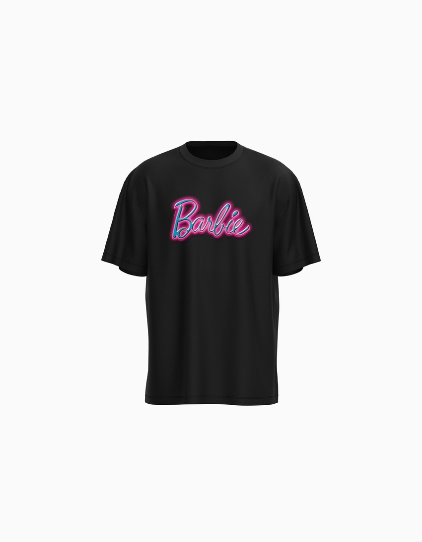 Camiseta de manga curta com estampa Barbie e modelagem quadrada