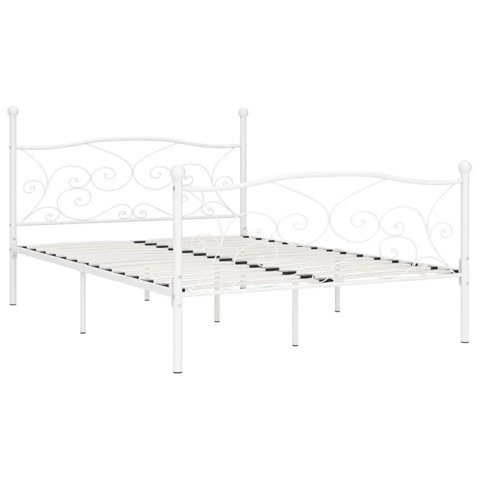vidaXL - Bed frame met lattenbodem - Wit - Metaal - 160x200 cm
