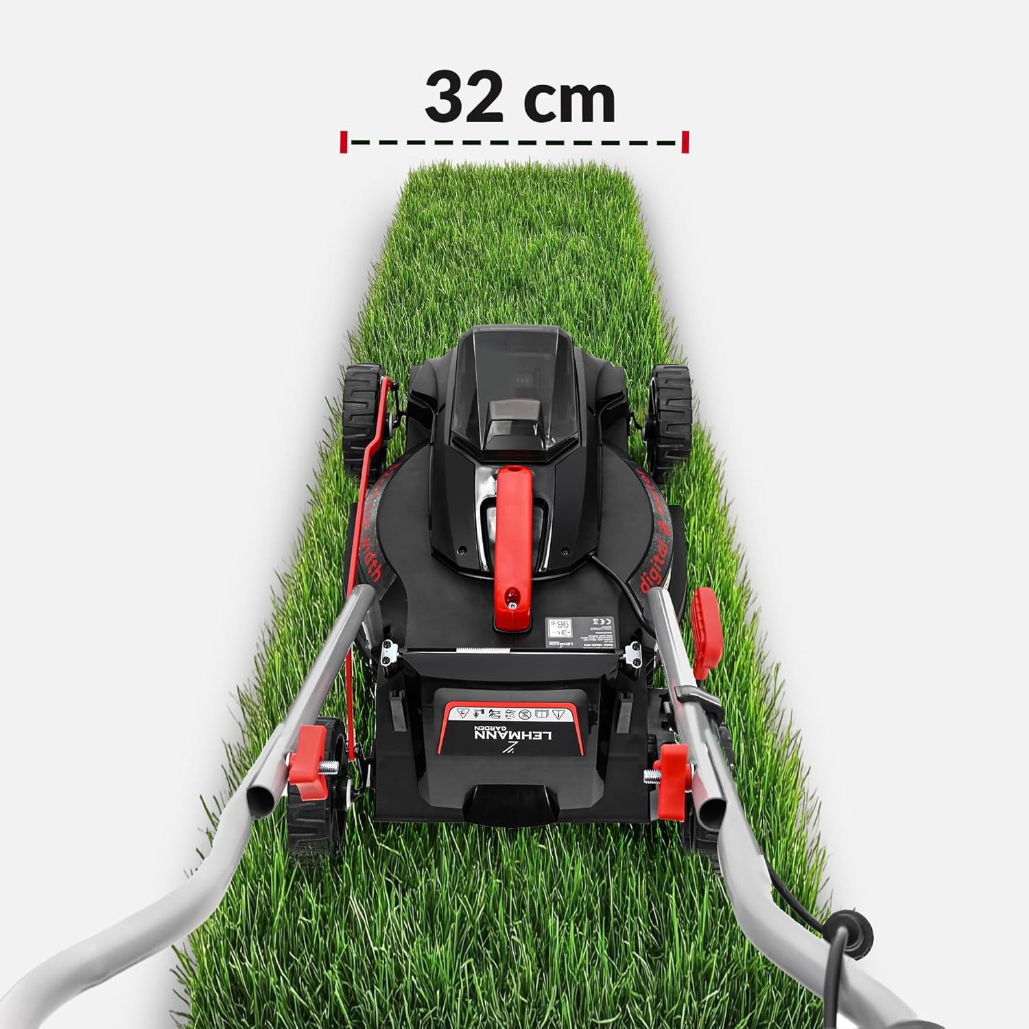LEHMANN LGALM-4032 Akku Rasenmäher, 40V, bis 250 m², 32 cm Schnittbreite, 30 Liter Grasfangkorb, 20-60 mm Schnitthöhe, Bürstenloser Motor, inkl. 4,0 Ah Akku + Ladegerät