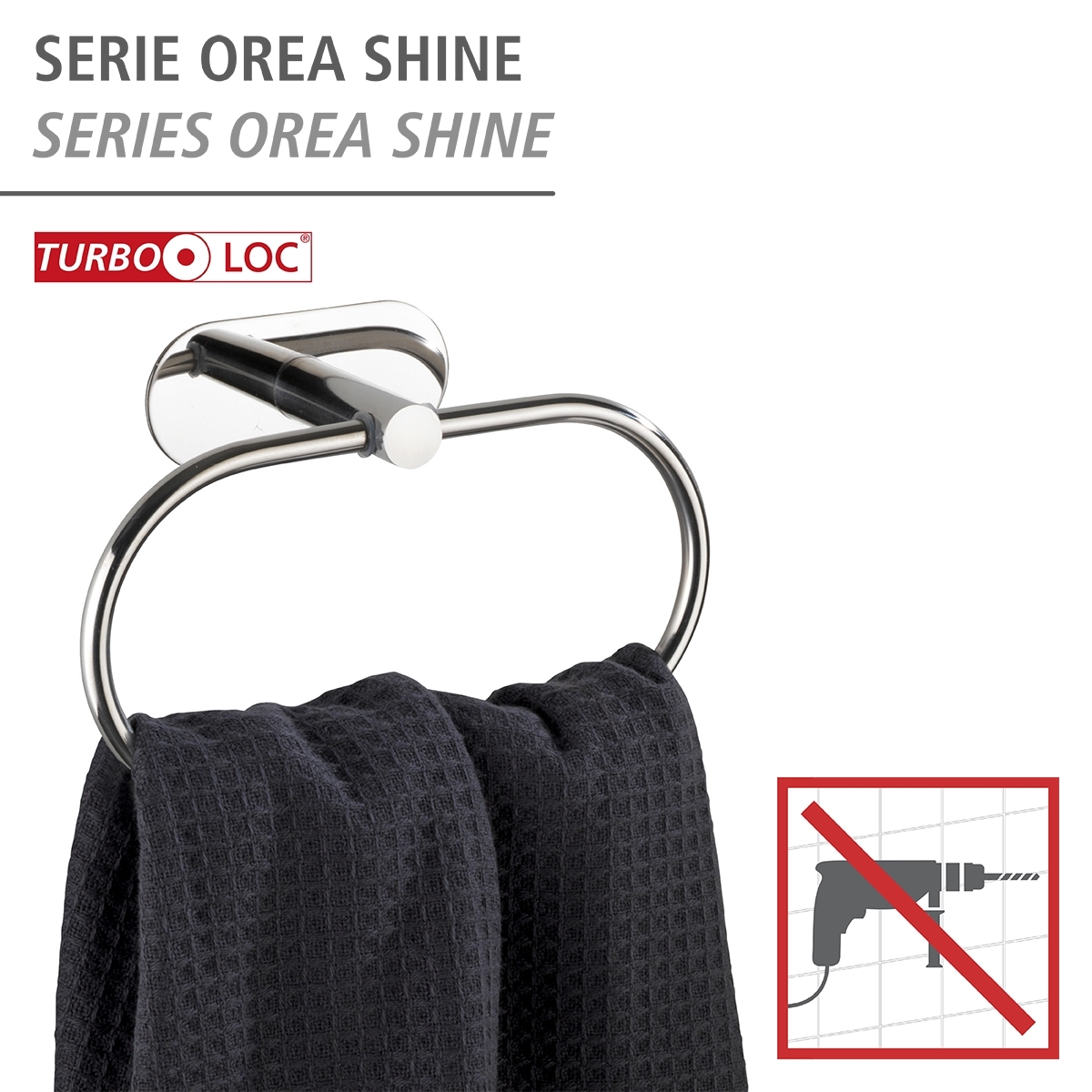 Wenko Orea turbo-loc handdoekring RVS glans