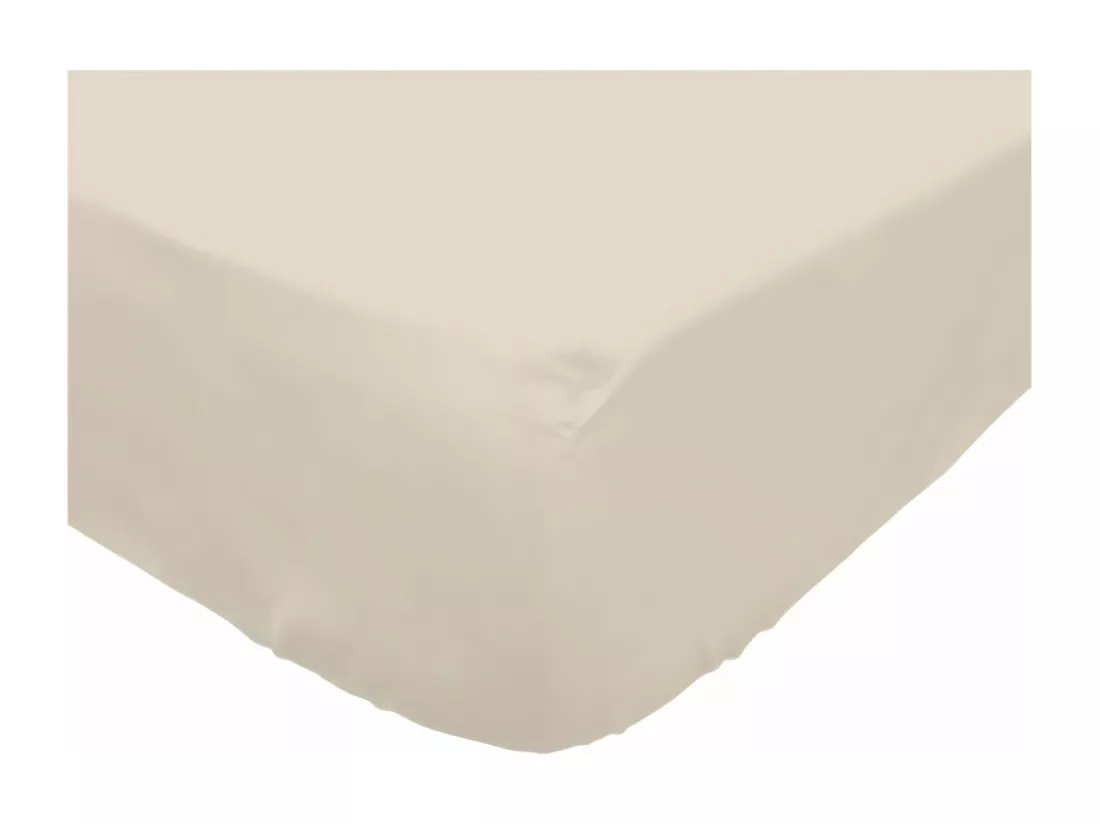 Drap housse en coton 200x200 cm PERCALE ecru, par Soleil d'ocre