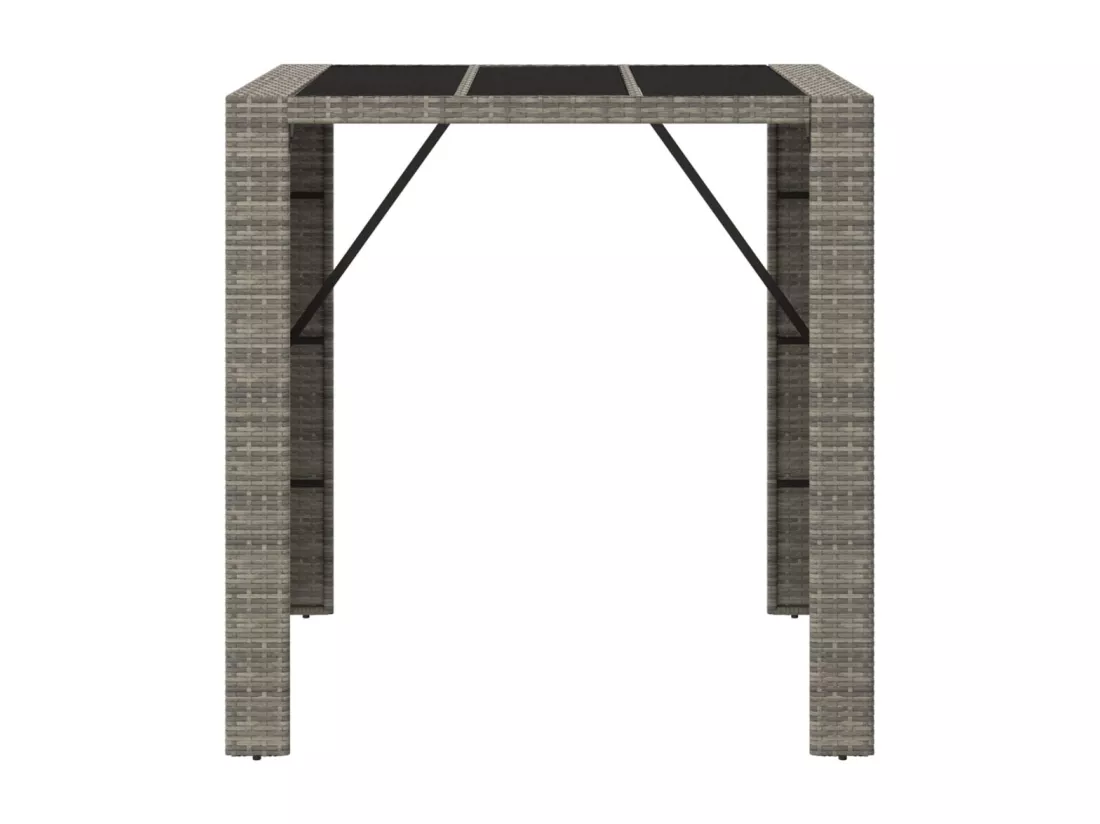 Prolenta Premium - Table de bar et dessus en verre gris 105x80x110 cm poly rotin