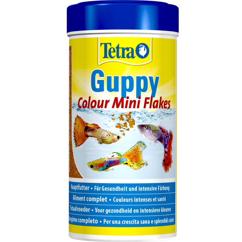 Guppy couleur mini flocons 75g - 250 ml aliment pour les guppies, platys, m