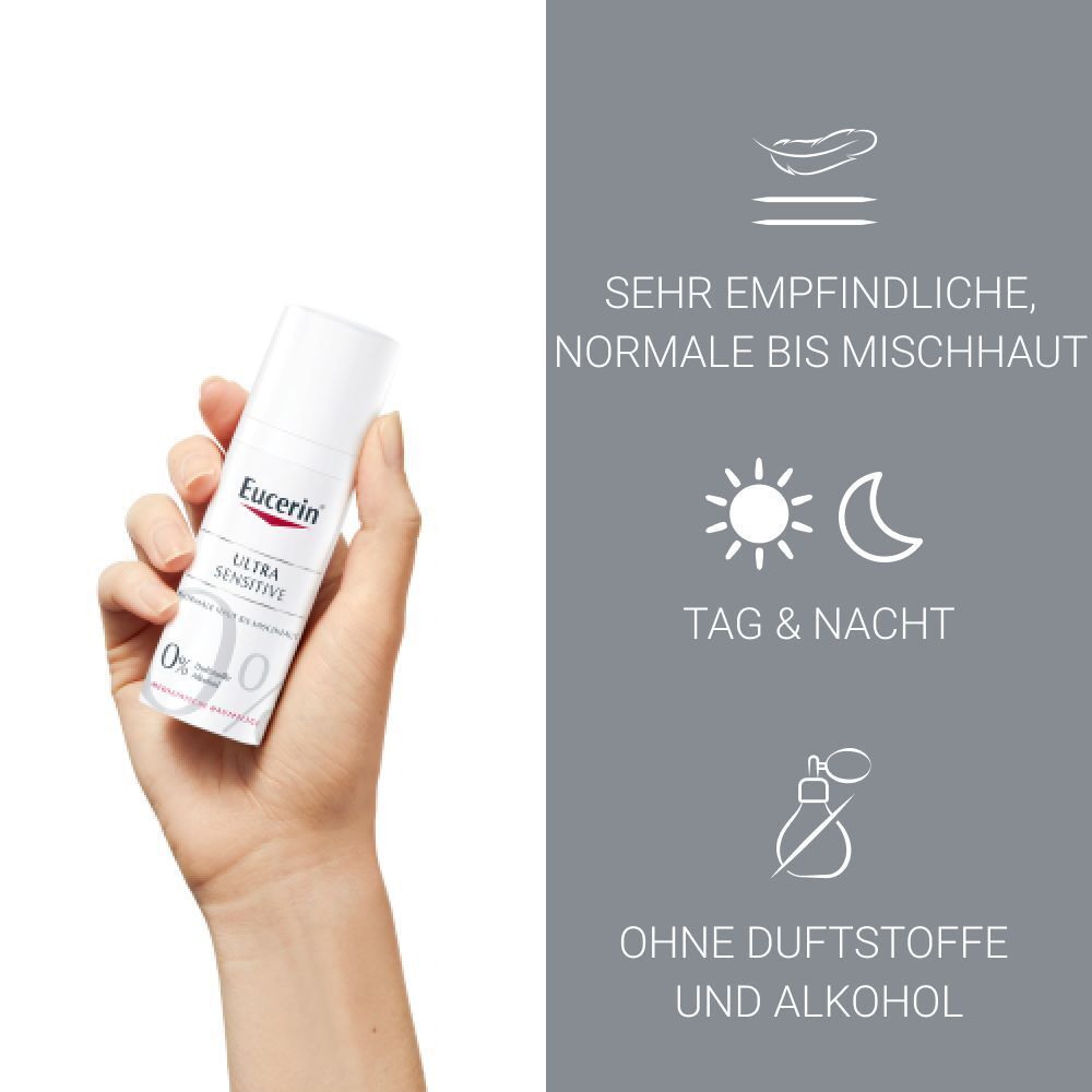 Eucerin® UltraSensitive Beruhigende Pflege für Normale Haut bis Mischhaut – mindert die Überempfindlichkeit der Haut
