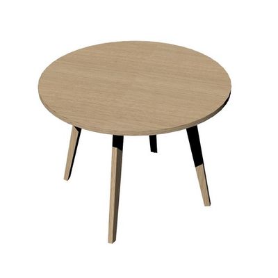 Table ronde - H105 cm - 80 cm - 3 pieds bois - plateau imitation chêne