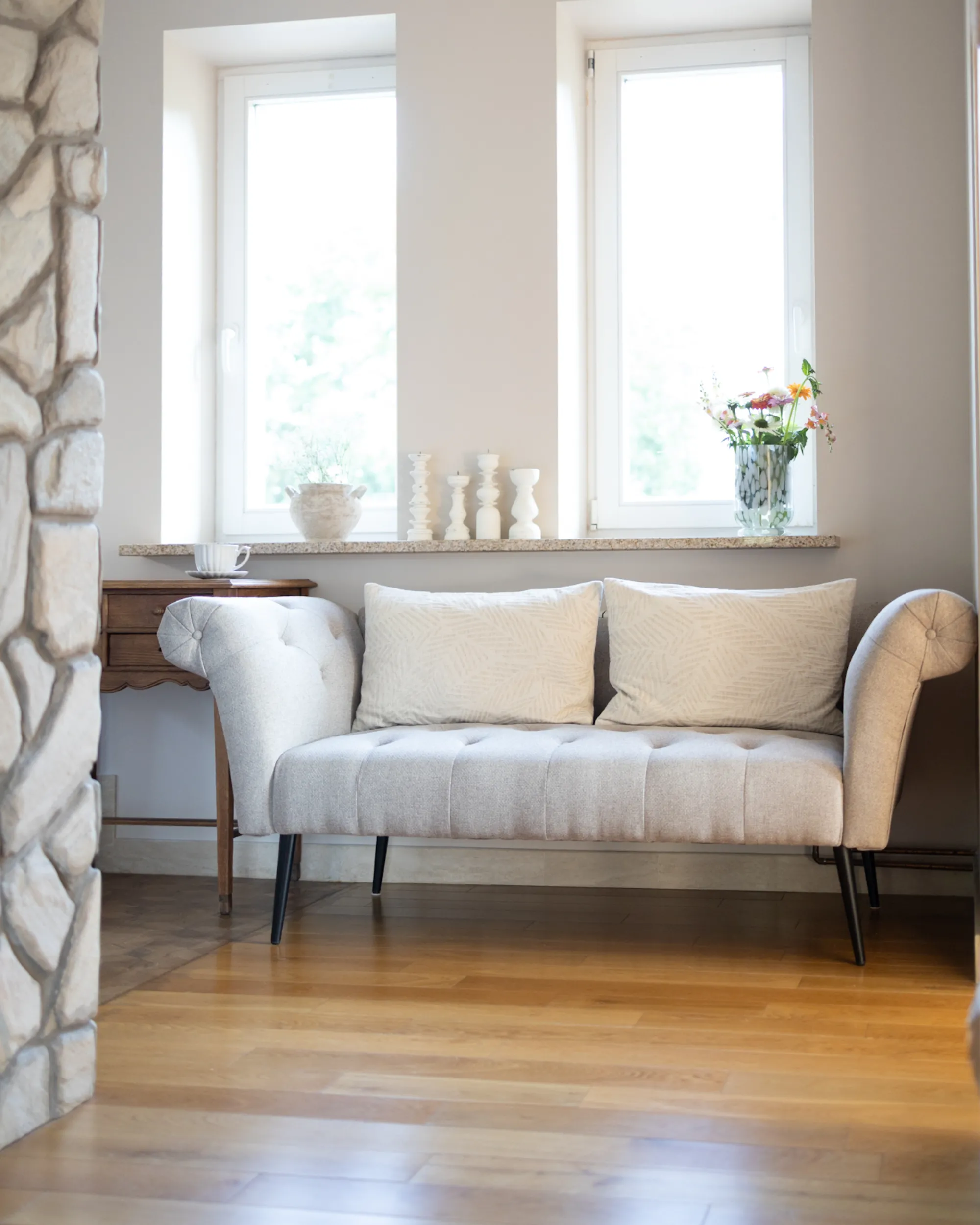 Chaise longue NANTILLY Stof Lichtbruin