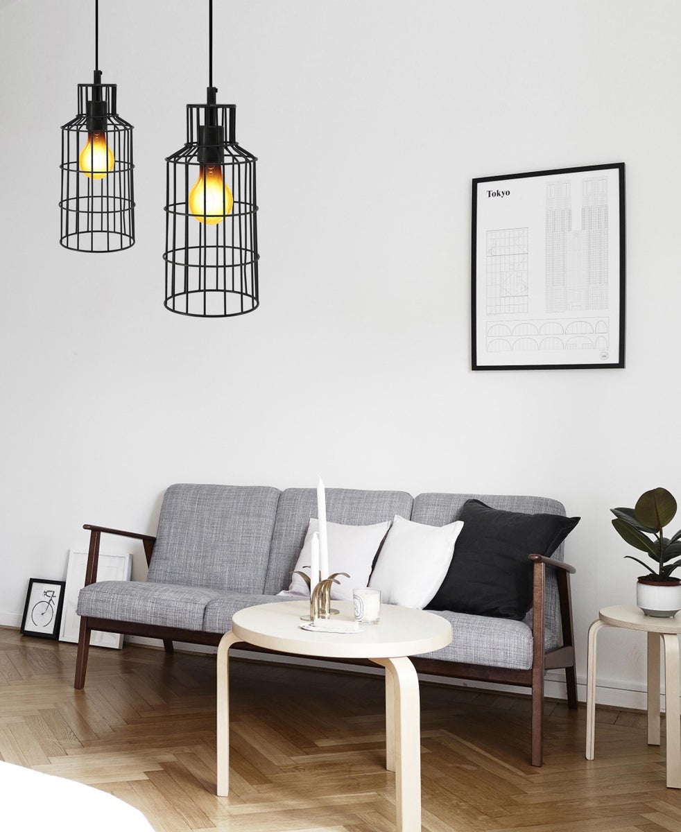 Minimalistische hanglamp, zwart, rasterhanglamp, 34 cm | Woonkamer/eetkamerlamp