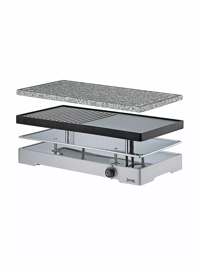 SPRING RACLETTE8 CLASSIC DUO - Raclette mit Alugrillplatte + Granitstein silber