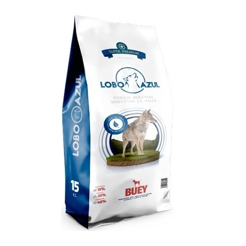 Ração Blue Wolf sabor carne para cães adultos.