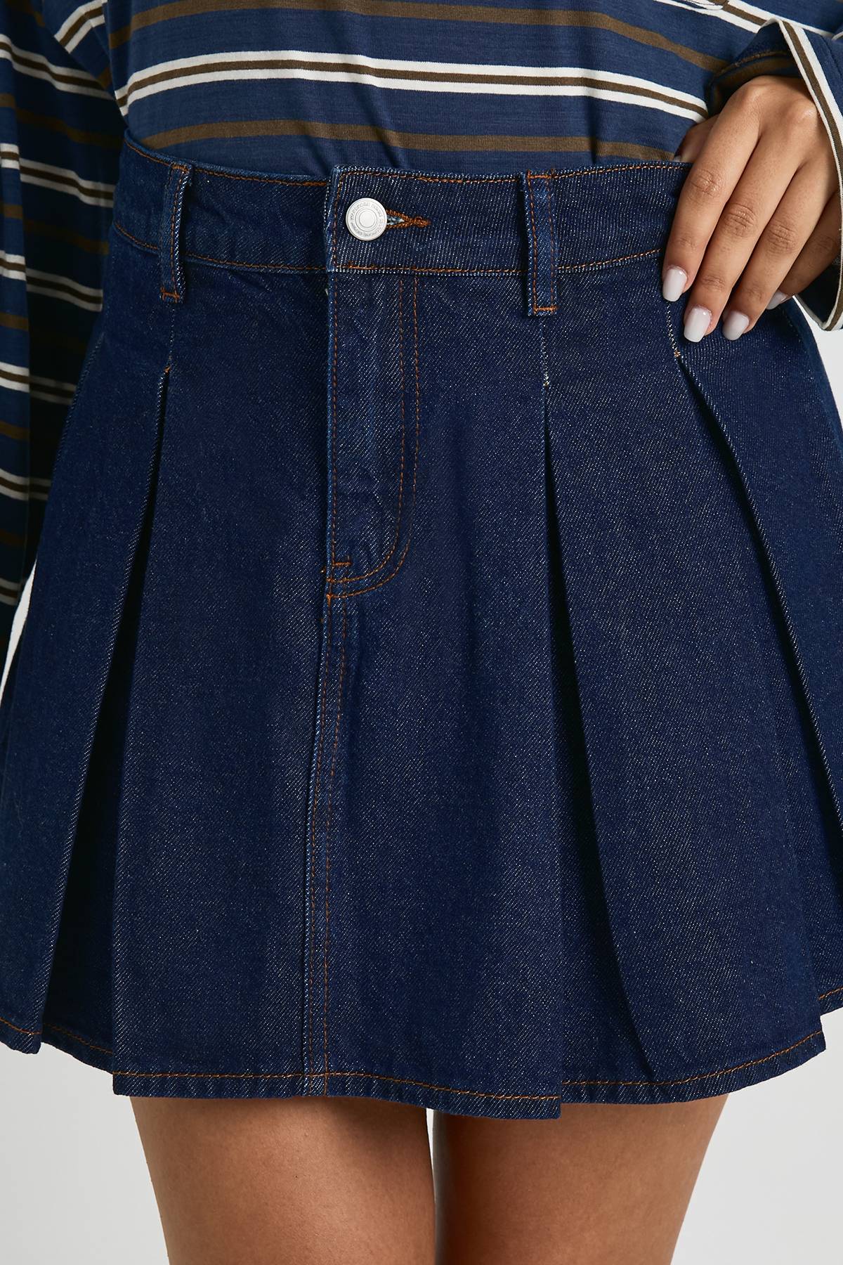 boohoo Jupe en denim plissée