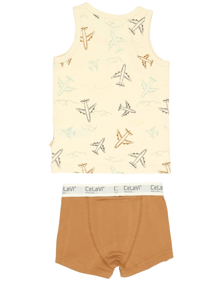 Unterwäsche-Set AIRPLANE 2-teilig in beige/braun