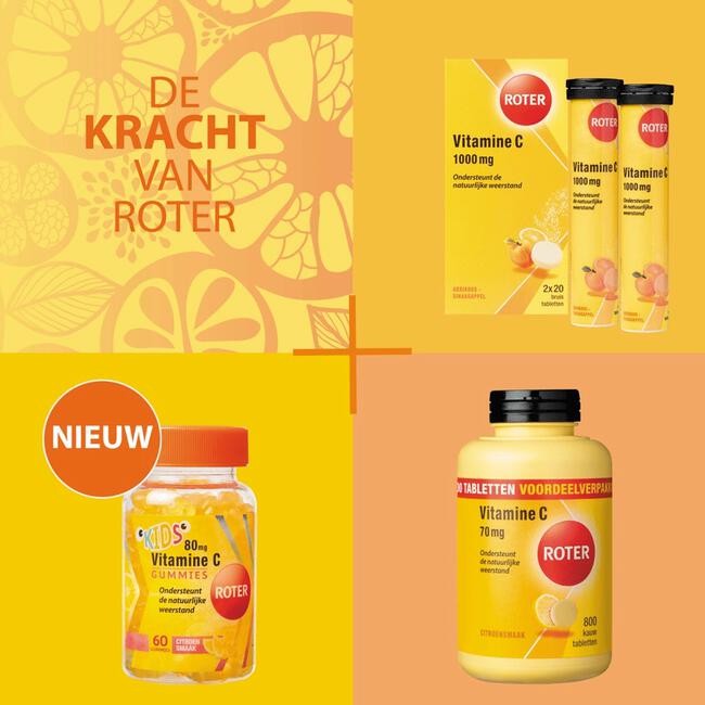Roter Vitamine C Bruis 1000 mg Abrikoos-Sinaasappel 40 bruistabletten