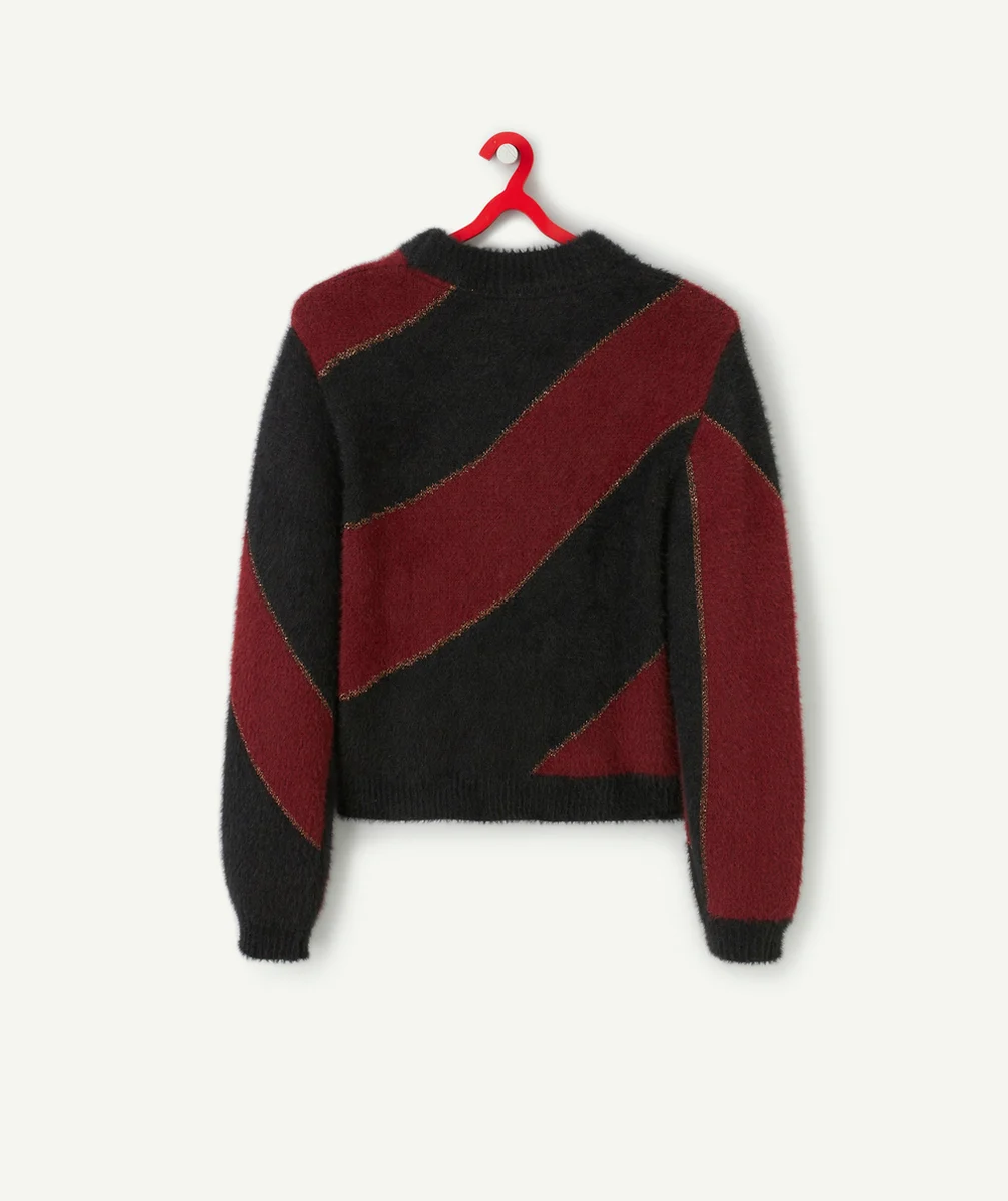 PULL MANCHES LONGUES FILLE TOUT DOUX ROUGE ET NOIR