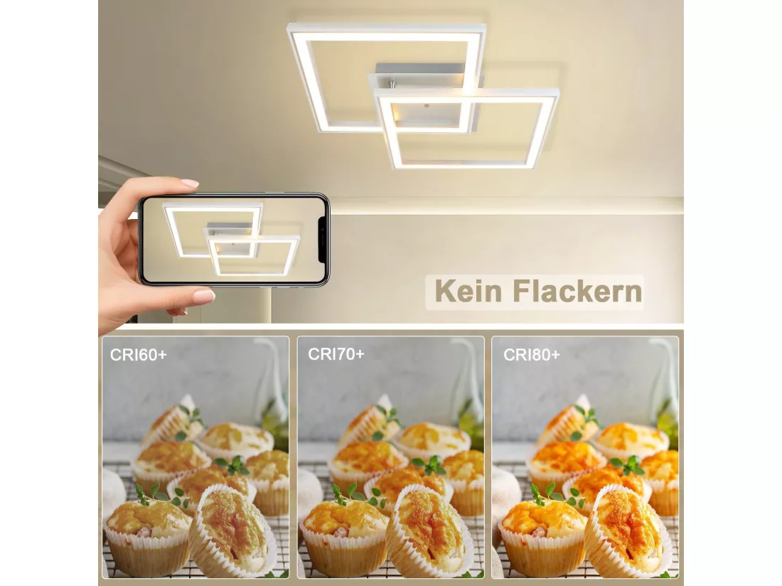 NETTLIFE Plafonnier LED Lampe de Chambre à Coucher RVB à Changement de Couleur Lampe à intensité Variable Moderne avec télécommande 35 W Salon
