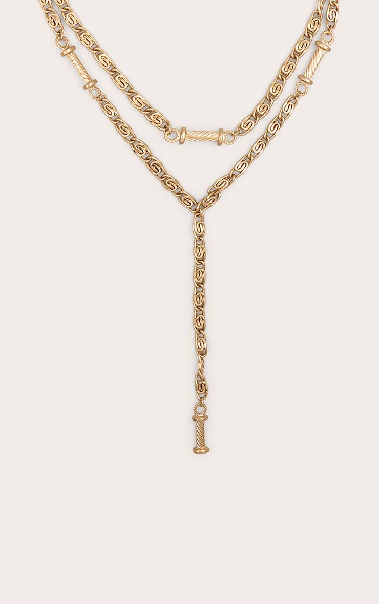 Doré Collier Lariat À Chaîne Épaisse Superposée