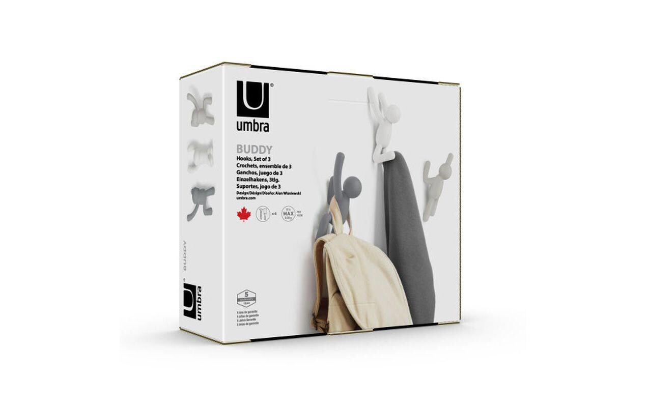 Wandhaken Buddy Weiss/Grautöne, KunststoffWand-Kleiderhaken