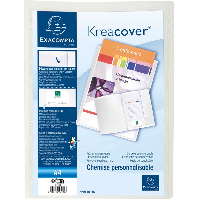 Chemise à 2 rabats personnalisable Kreacover® 24 x 32 cm couleur