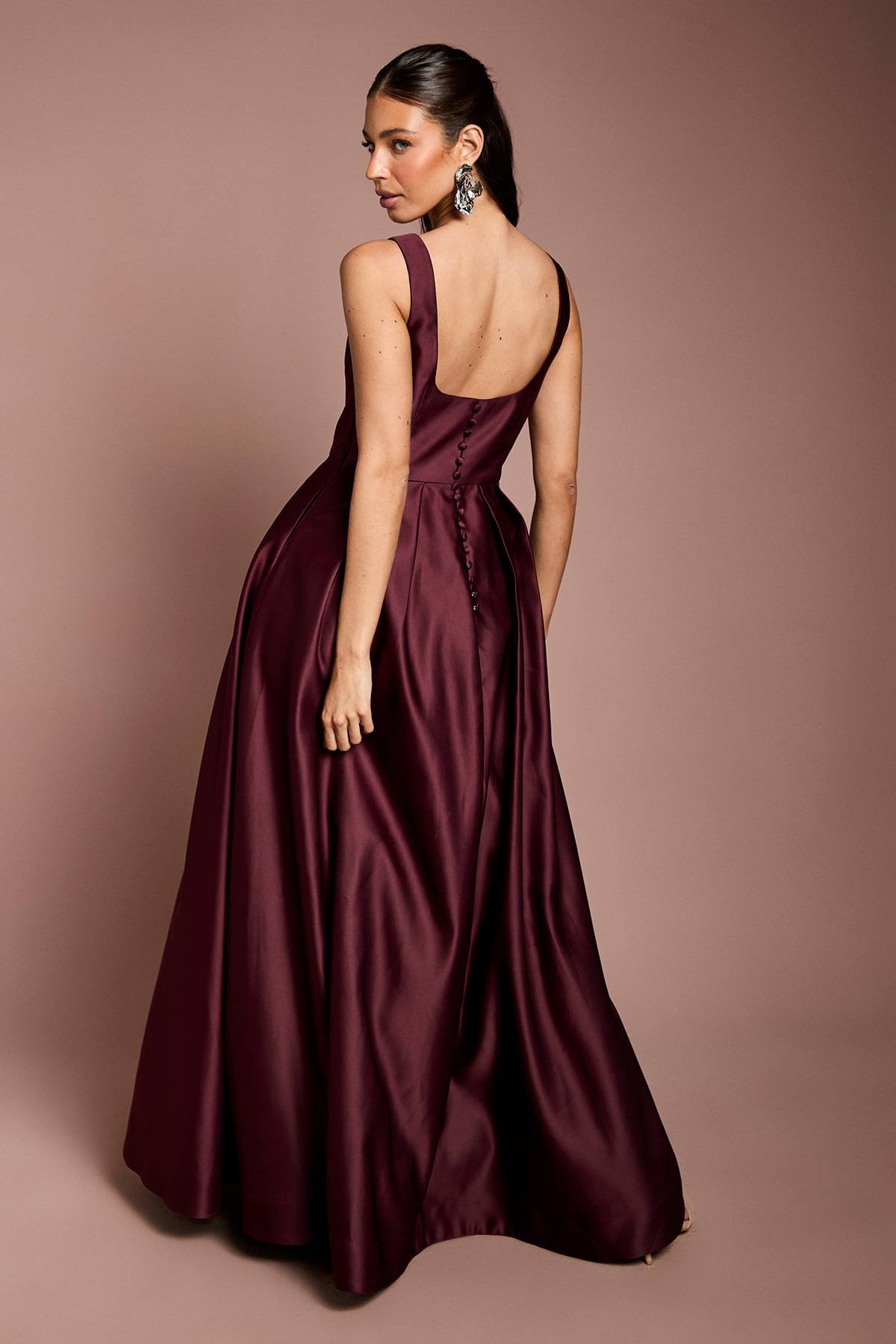Coast Robe Jupe Ample Corsage Plissé En Satin