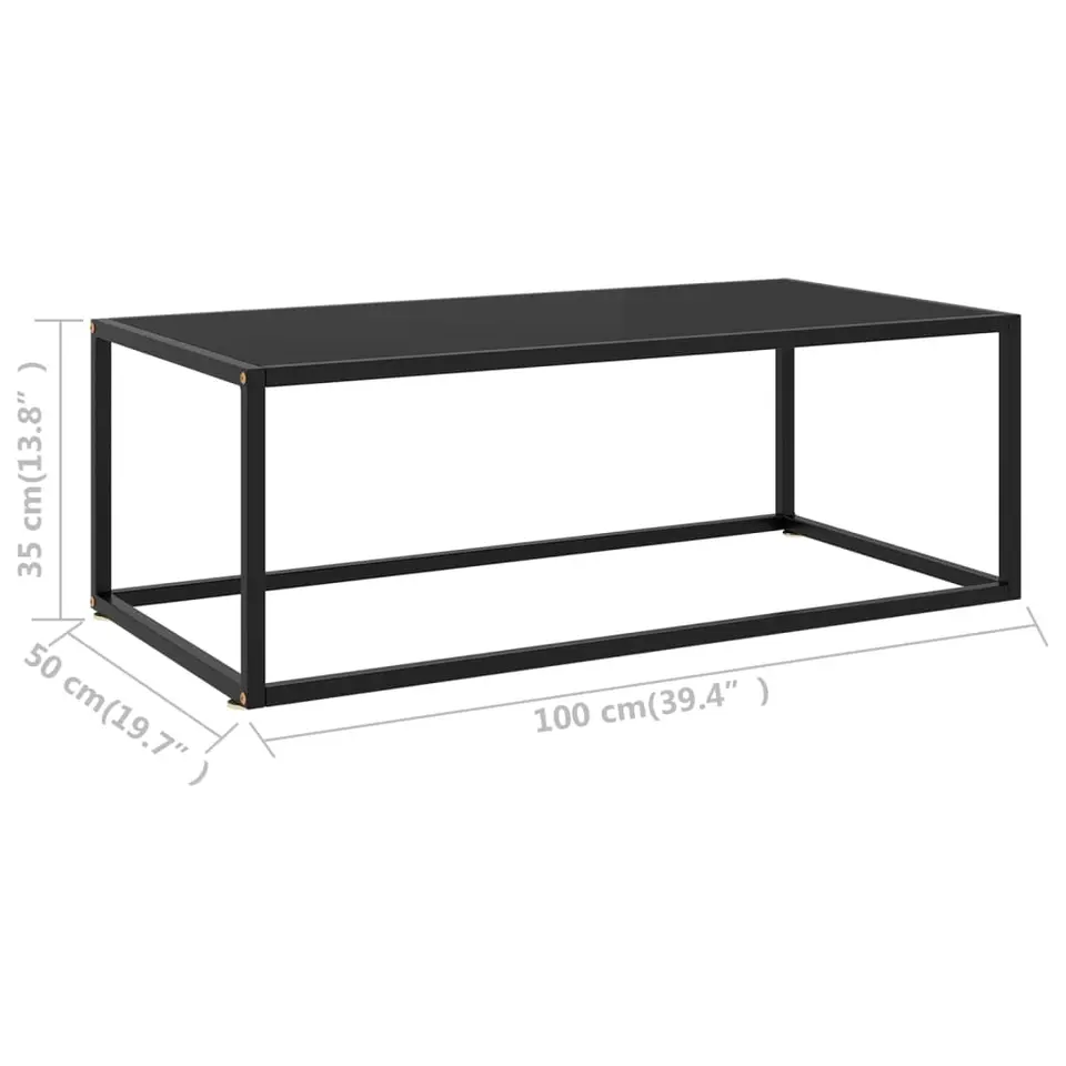 vidaXL - Salontafel - Zwart - Glas - 100 x 50 x 35 cm