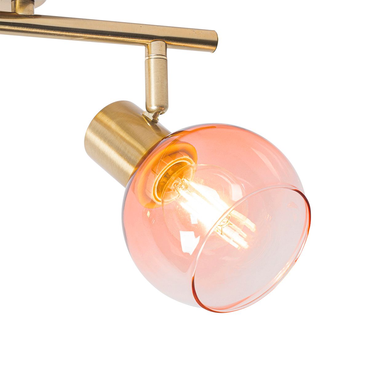 Art Deco spot goud met roze glas 2-lichts - Vidro