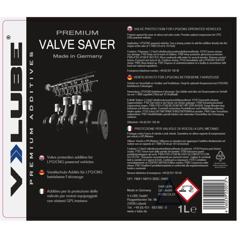 V-LUBE Valve Saver Kit 2.0 inkl. 1000ml V-LUBE VS