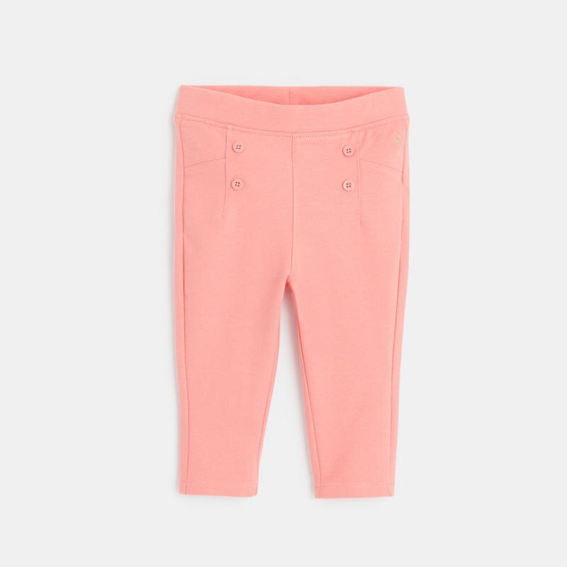 Jegging molleton boutons effet pont rose bébé fille Rose