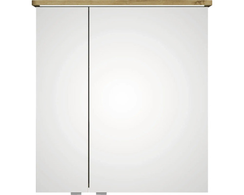 Pelipal Sunline 105 badkamermeubelset (B x H x D 69 x 200 x 48,5 cm), frontkleur: Riviera Oak, met keramische wastafel, badmeubel en spiegelkast met LED-verlichting