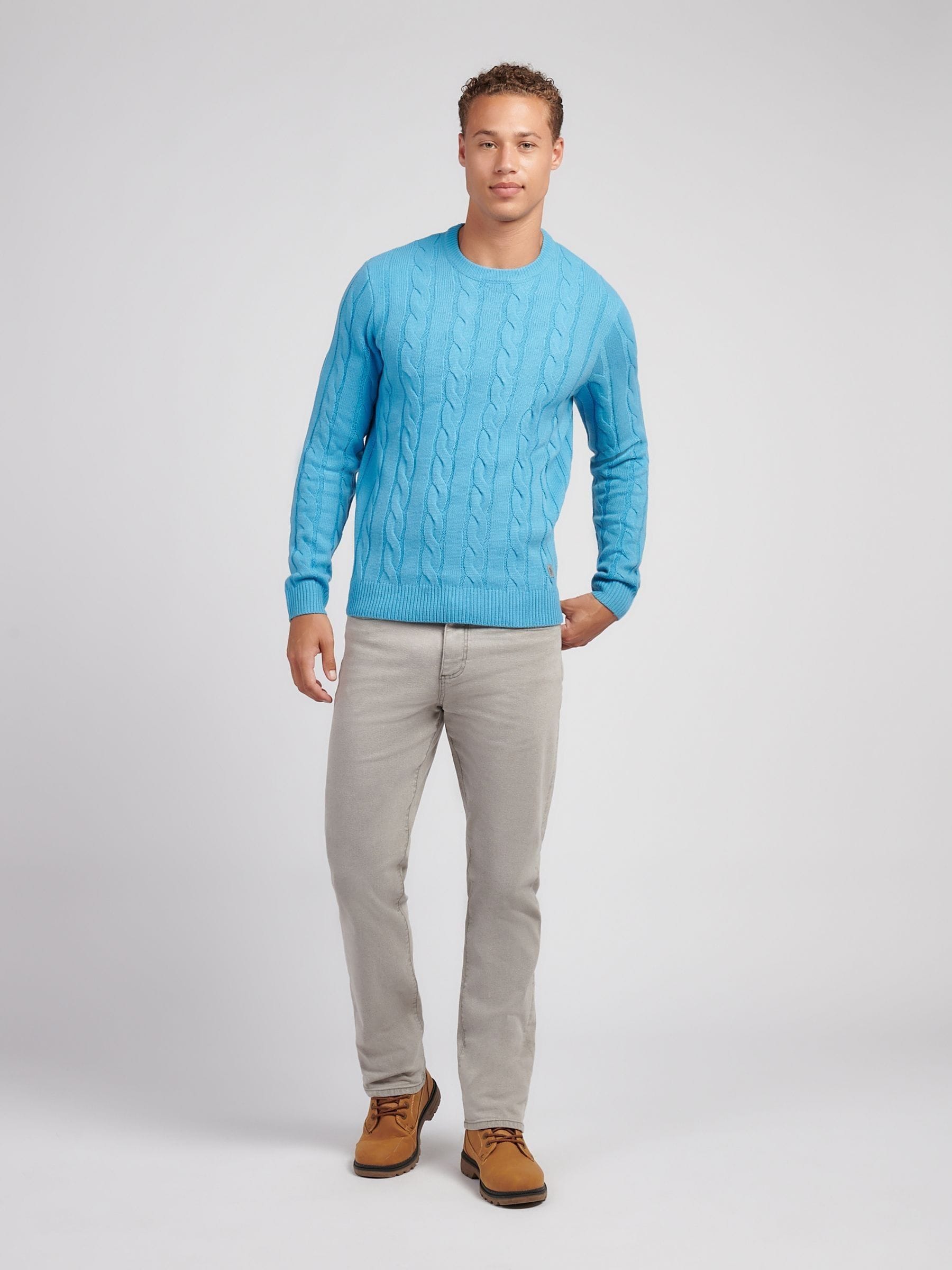 Donkerblauw - U.S. Polo Assn. Mens Cable Knit Crew Jumper