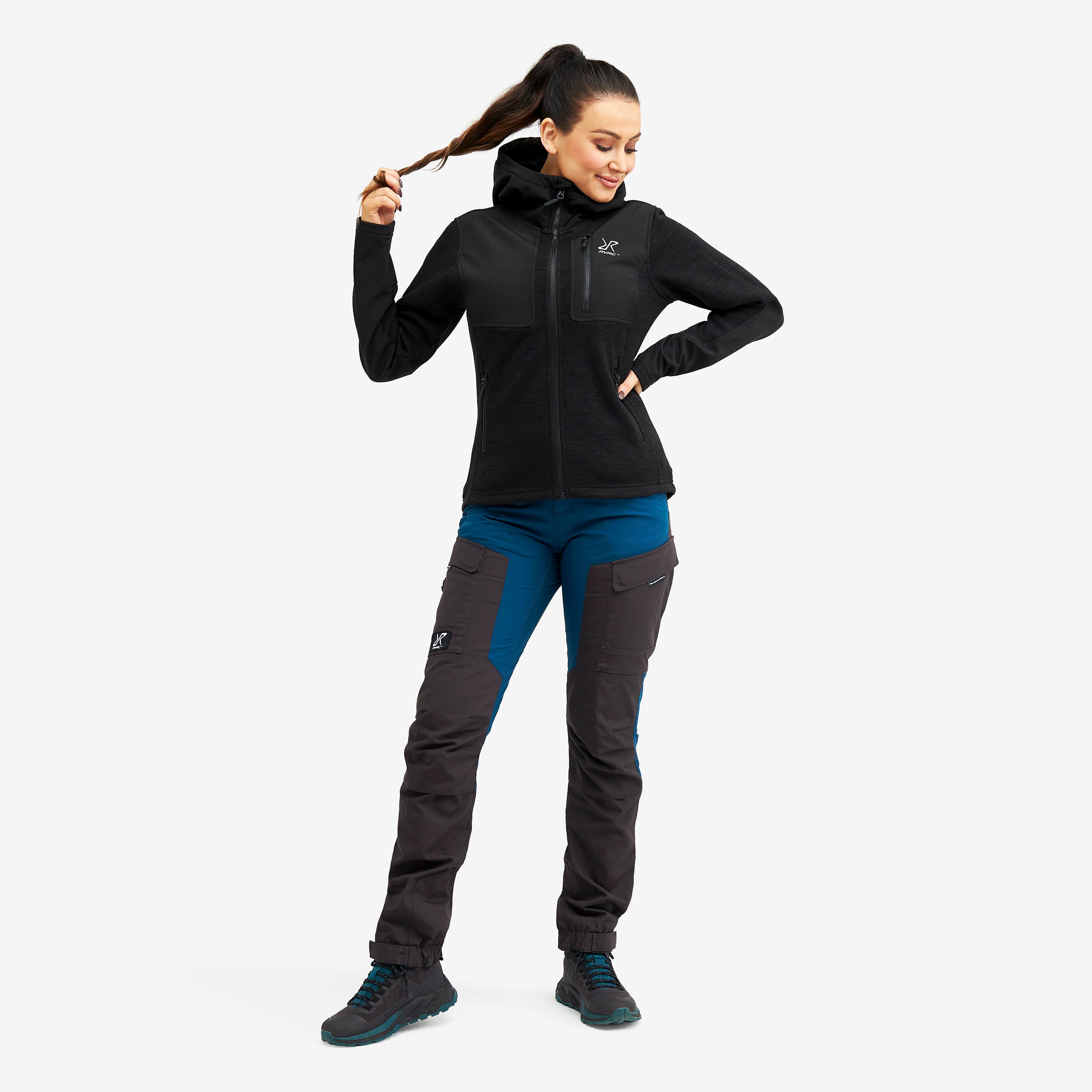 Wander Pro Wool Hoodie Dame Charcoal Black