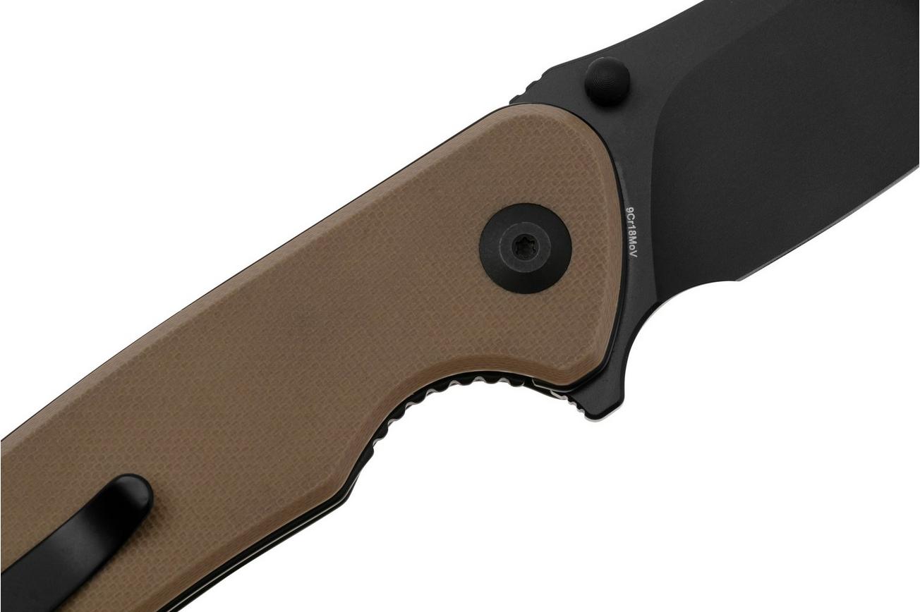 Sencut Borzam S23077-2 Black 9Cr18MoV, Tan G10 zakmes