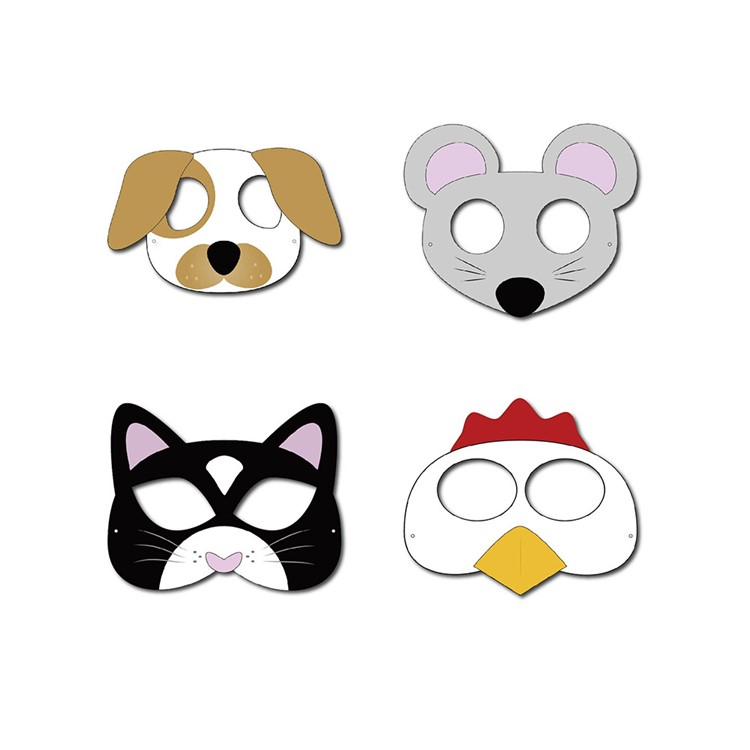 (10er Set) Papier Masken Kinder Fasnachts Kostüm Zubehör Motto Party Accessoire Geburtstag Foto Requisite - Bauernhof Tiere