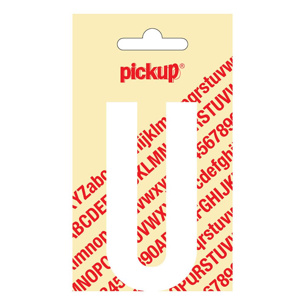 BOKSTAV PICKUP NOBEL U HVIT 90 MM SELVKLEBENDE