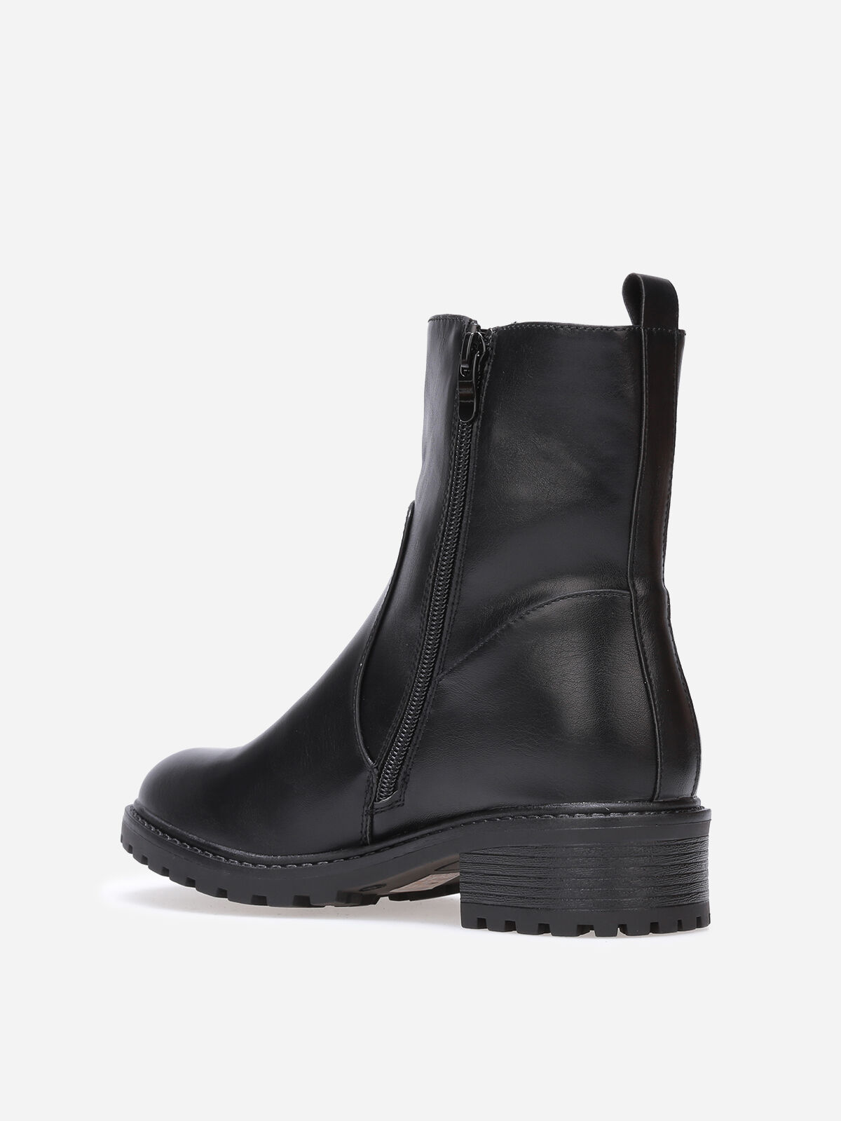 Bottines à empiècements et zip décoratif- Noir